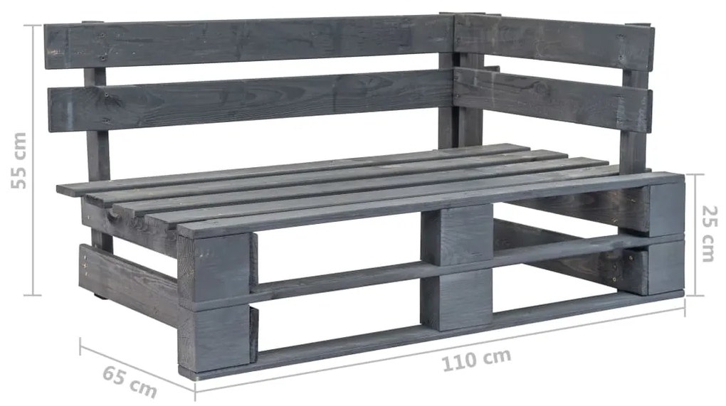 4 pcs conj. lounge paletes c/ almofadões pinho impregnado cinza