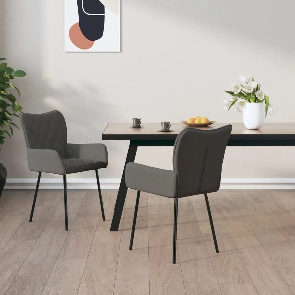 vidaXL Cadeiras de jantar 2 pcs tecido cinzento-escuro