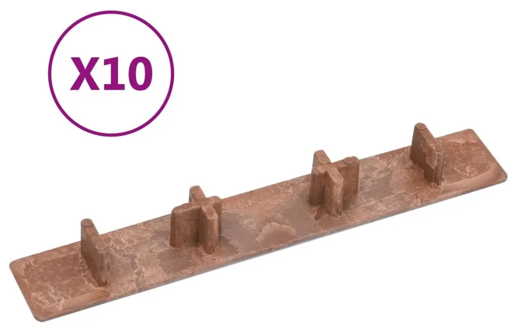 vidaXL Tampas para extremidades de pavimento 10 pcs plástico castanho