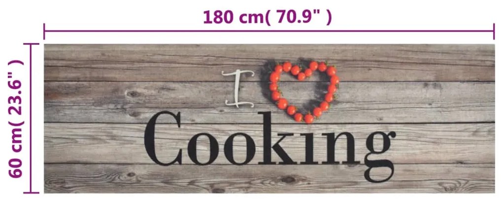 Tapete de cozinha lavável 60x180 cm veludo padrão cooking cinza