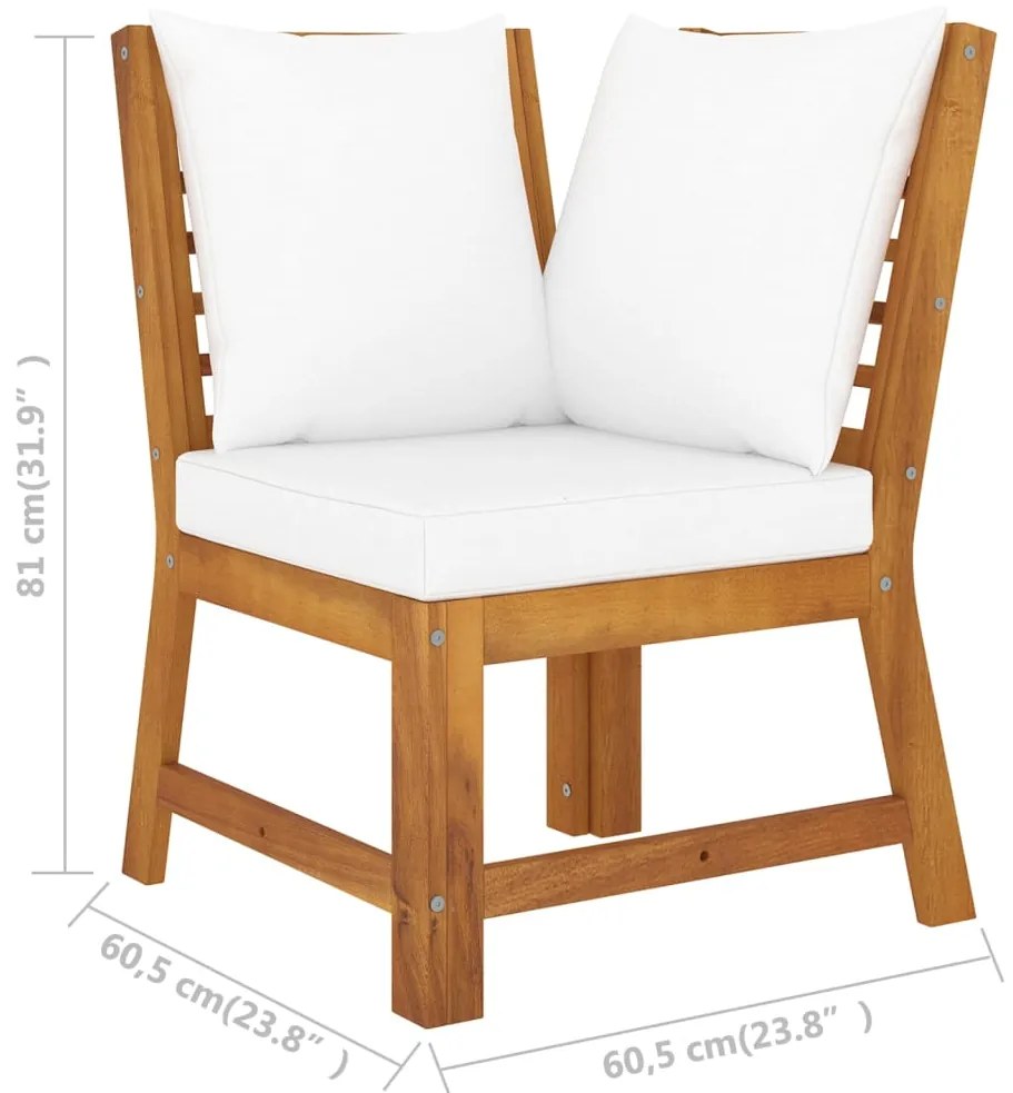 4 pcs conjunto lounge jardim c/ almofadões acácia maciça creme
