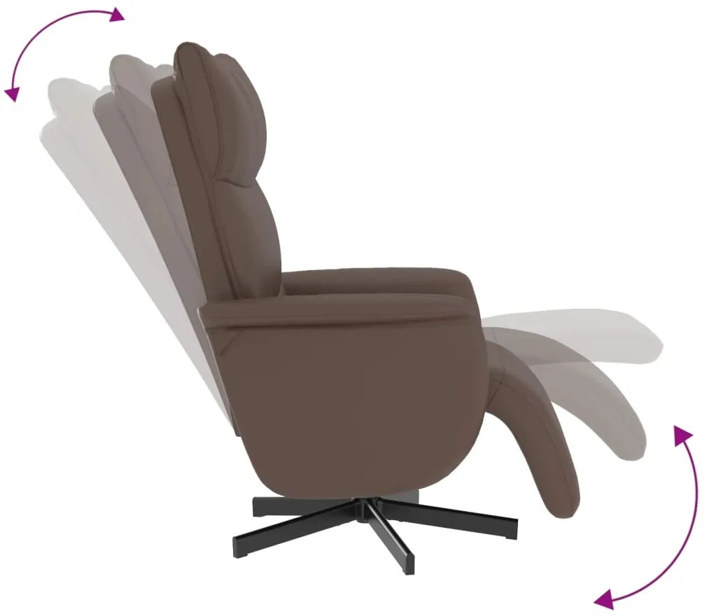 Poltrona reclinável c/ apoio de pés couro artificial castanho