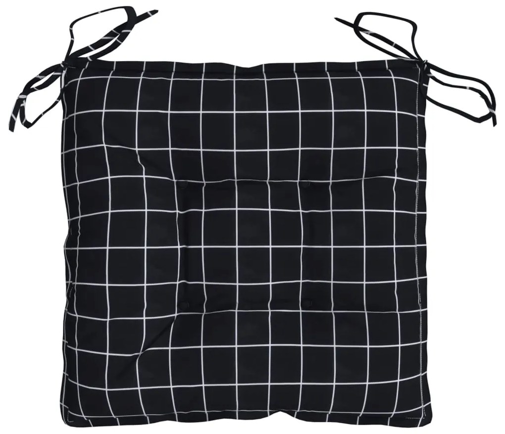 Almofadões p/ cadeira 4pcs 40x40x7cm tecido padrão xadrez preto