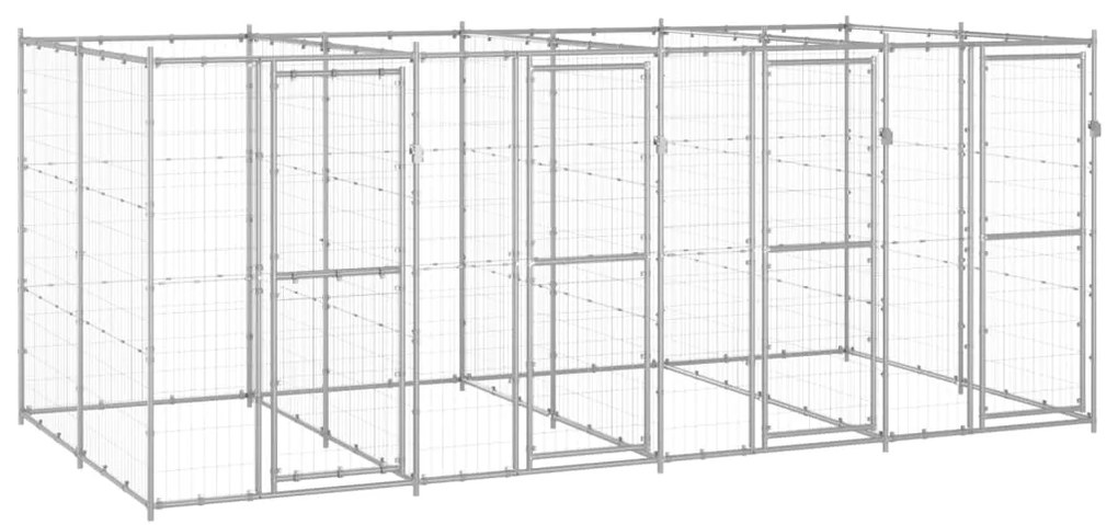 vidaXL Canil de exterior 9,68 m² aço galvanizado