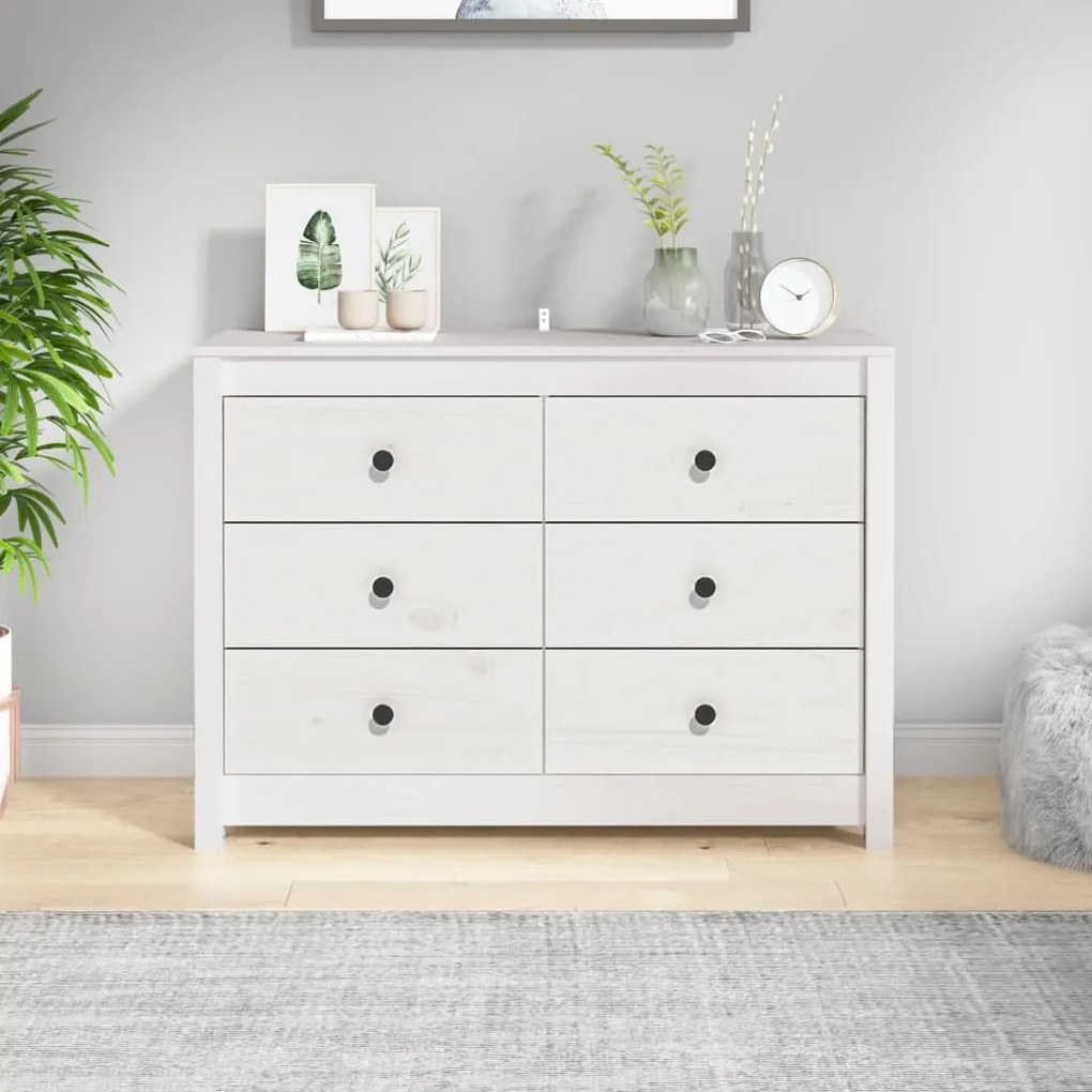 vidaXL Armário de apoio 100x40x72 cm pinho maciço branco
