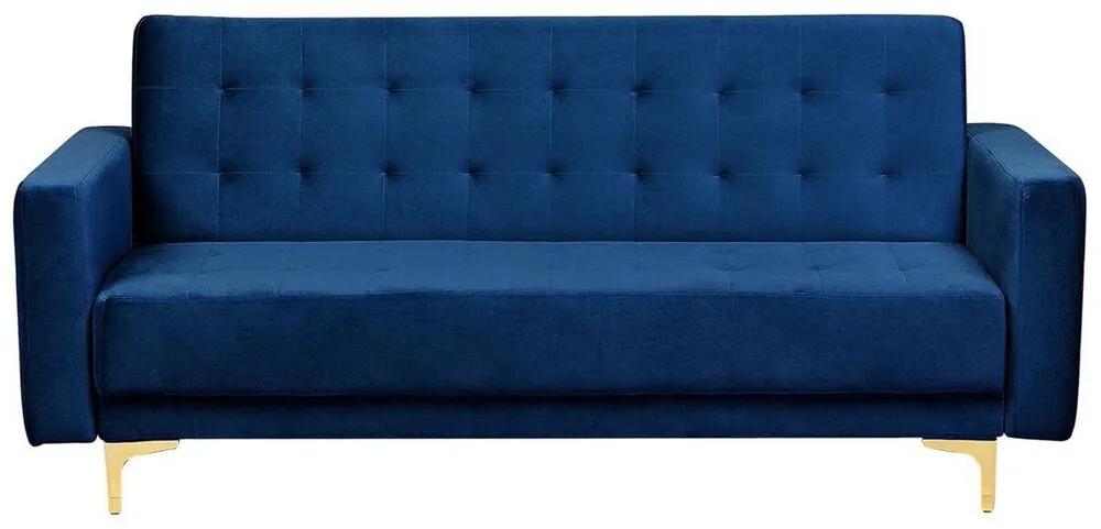 Sofá-cama de 3 lugares em veludo azul marinho ABERDEEN Beliani
