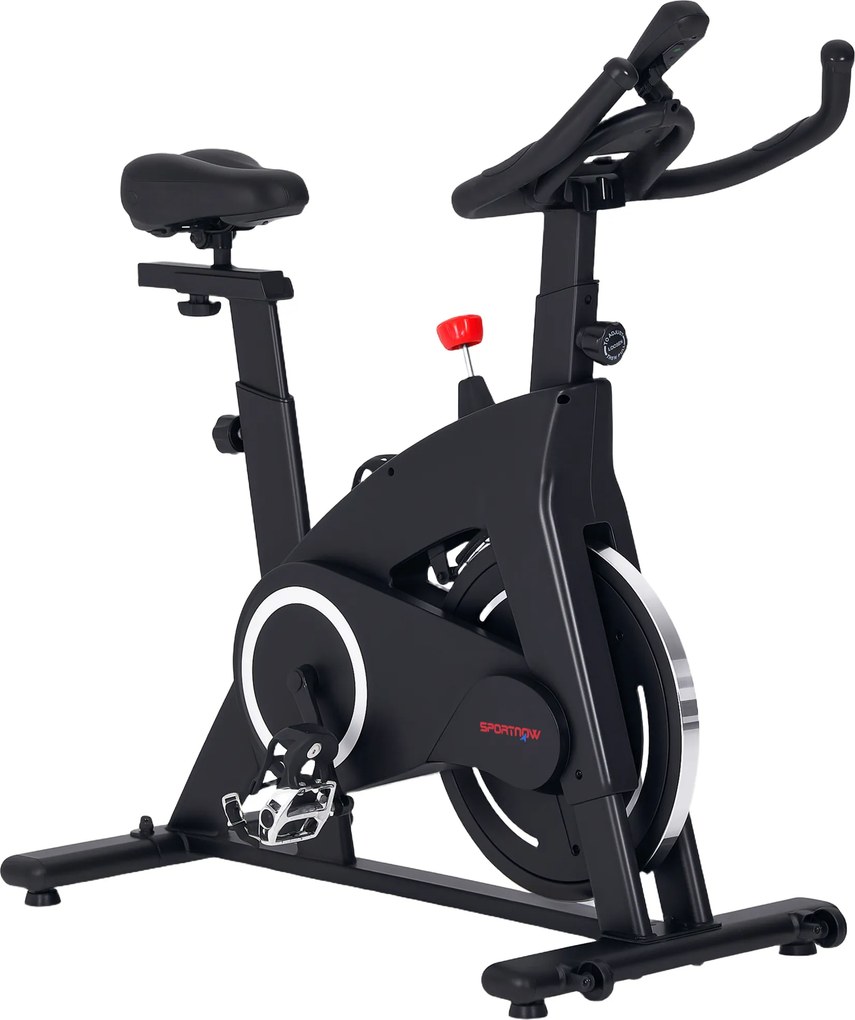 SPORTNOW Bicicleta Estática Bicicleta Fitness com Volante de Inércia de 15 kg Ecrã LED Guiador e Assento Ajustável 108x53x111 cm Preto | Aosom Portugal