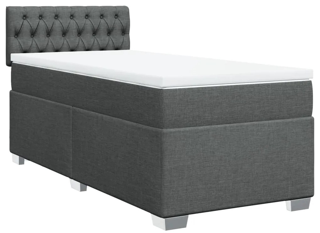 Cama com molas/colchão 90x190 cm tecido cinza-escuro