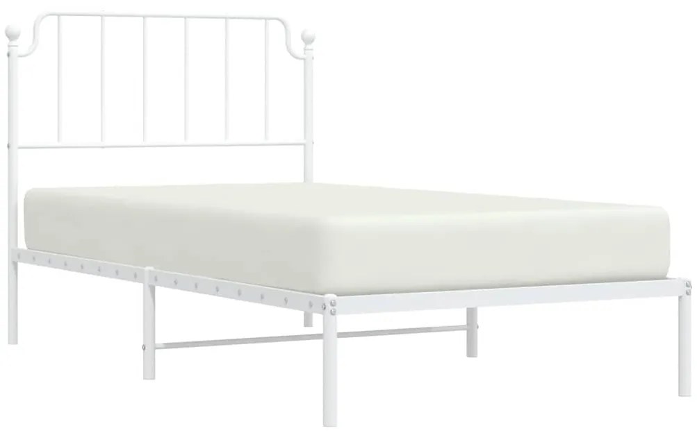 Estrutura de cama com cabeceira 100x190 cm metal branco