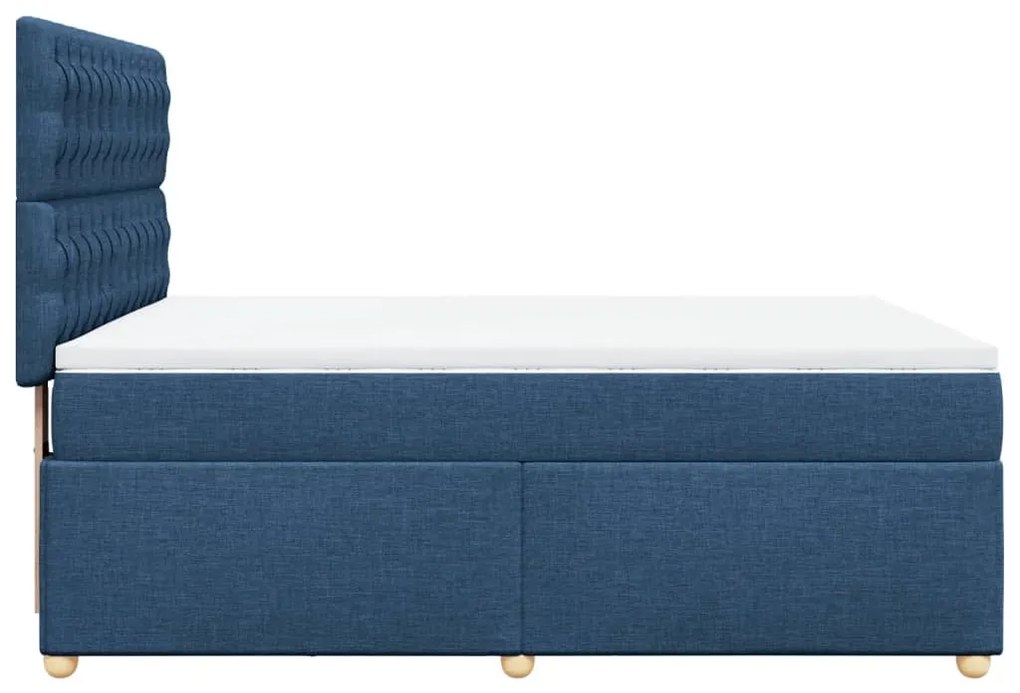 Cama com molas/colchão 160x200 cm tecido azul
