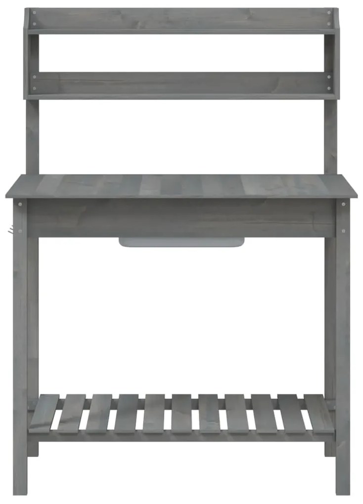 Mesa de cultivo com pia 147,5x44x139,5 cm abeto maciço cinzento