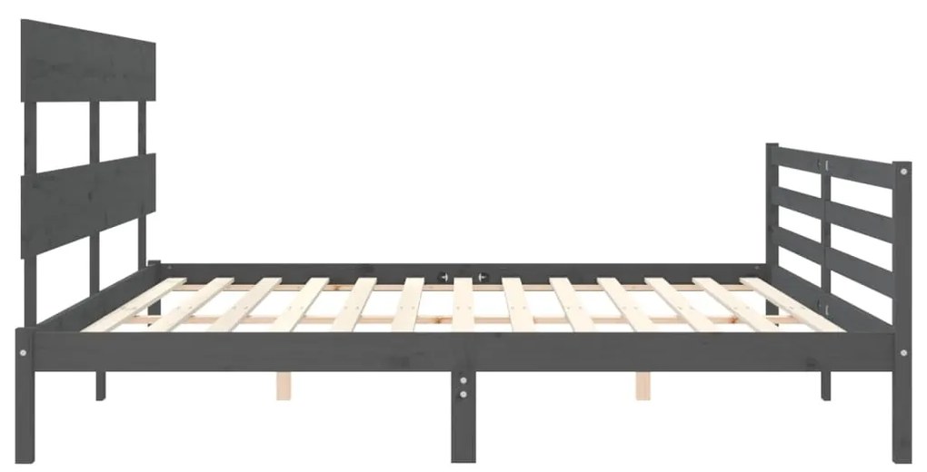 Estrutura de cama com cabeceira 200x200 cm madeira maciça cinza