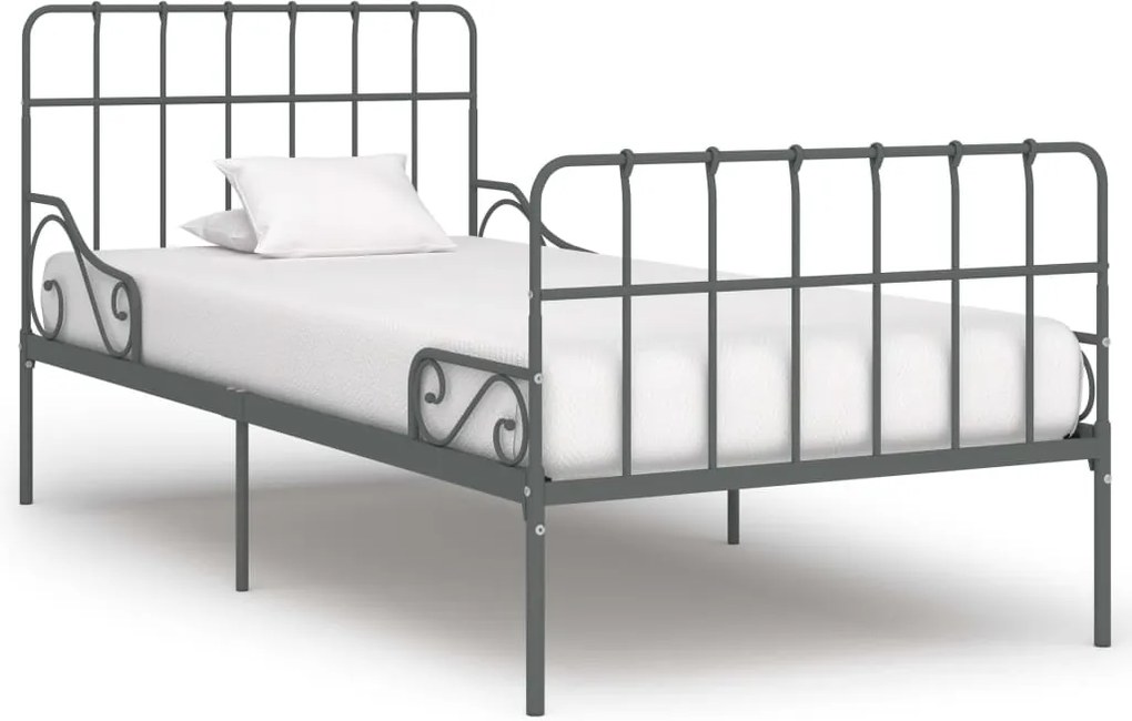 Estrutura de cama com estrado de ripas 100x200 cm metal cinza