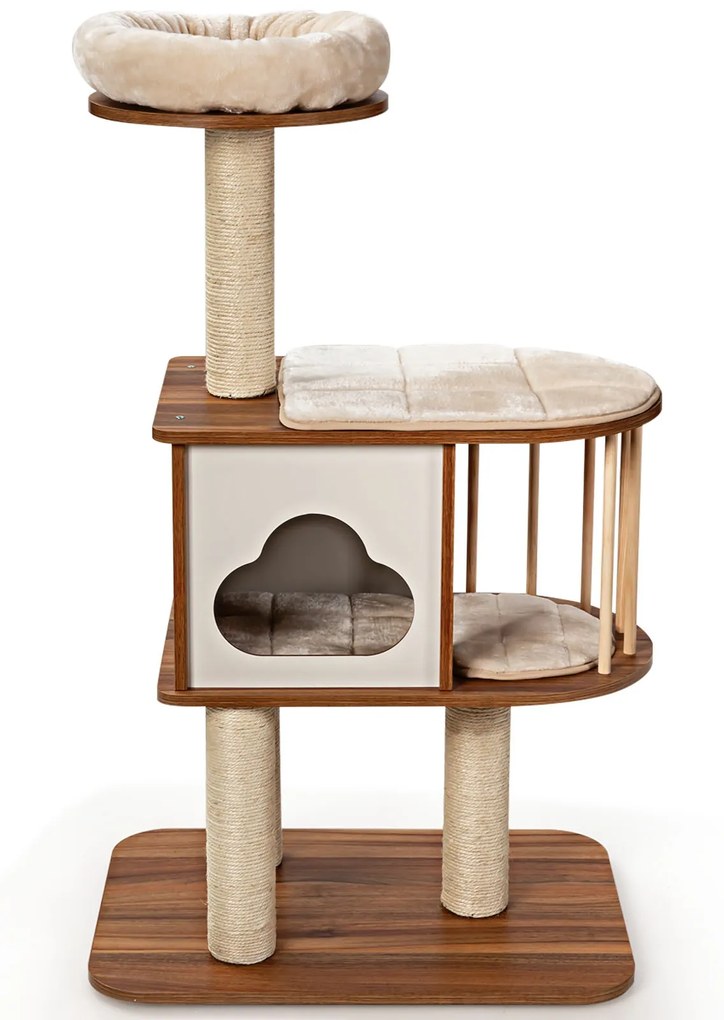 Arrandor para Gatos Torre de madeira de coçar árvores com plataforma de coçar e Almofadas para Gatos