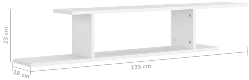 Prateleira TV parede 125x18x23 cm derivados de madeira branco