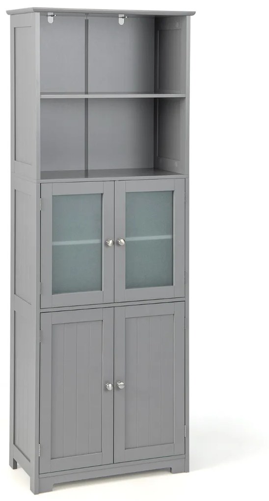 Móvel de Casa de Banho ou cozinha com 2 portas de gaveta, portas reguláveis, armário independente para sala, quarto, cozinha, 60 x 30 x 163 cm Cinzent