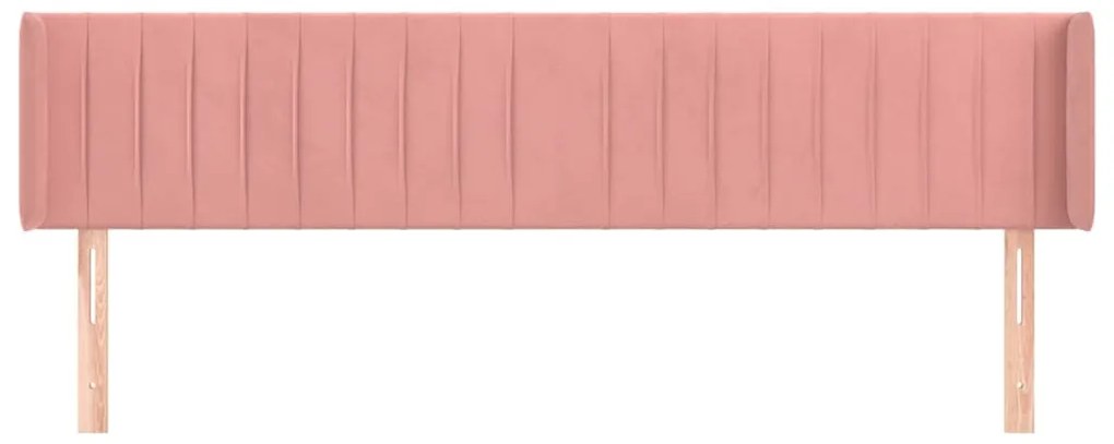 Cabeceira de cama c/ abas veludo 183x16x78/88 cm rosa