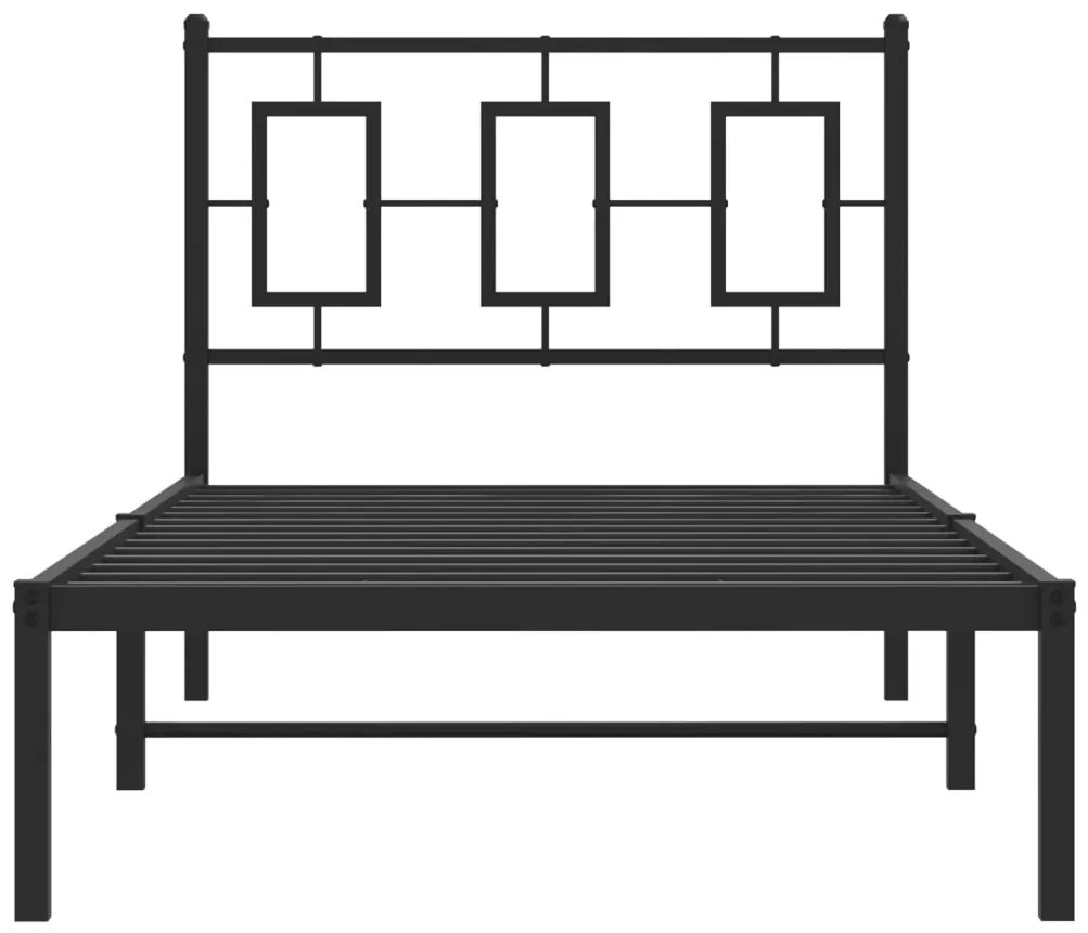 Estrutura de cama com cabeceira 90x200 cm metal preto