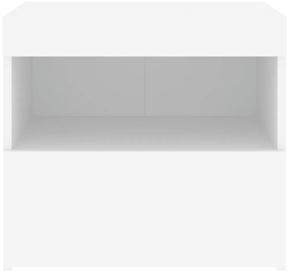 Mesa de cabeceira com luzes LED 50x40x45 cm branco
