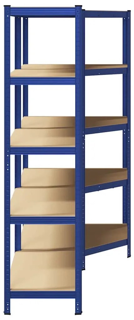 Estante canto 5 prateleiras 2 pcs derivados de madeira/aço azul