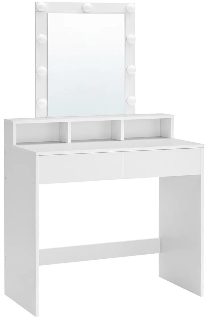 Penteadeira com espelho e iluminação integrada, estilo moderno | VASAGLE | 80 x 40 x 145 cm | branco | RDT114W01.