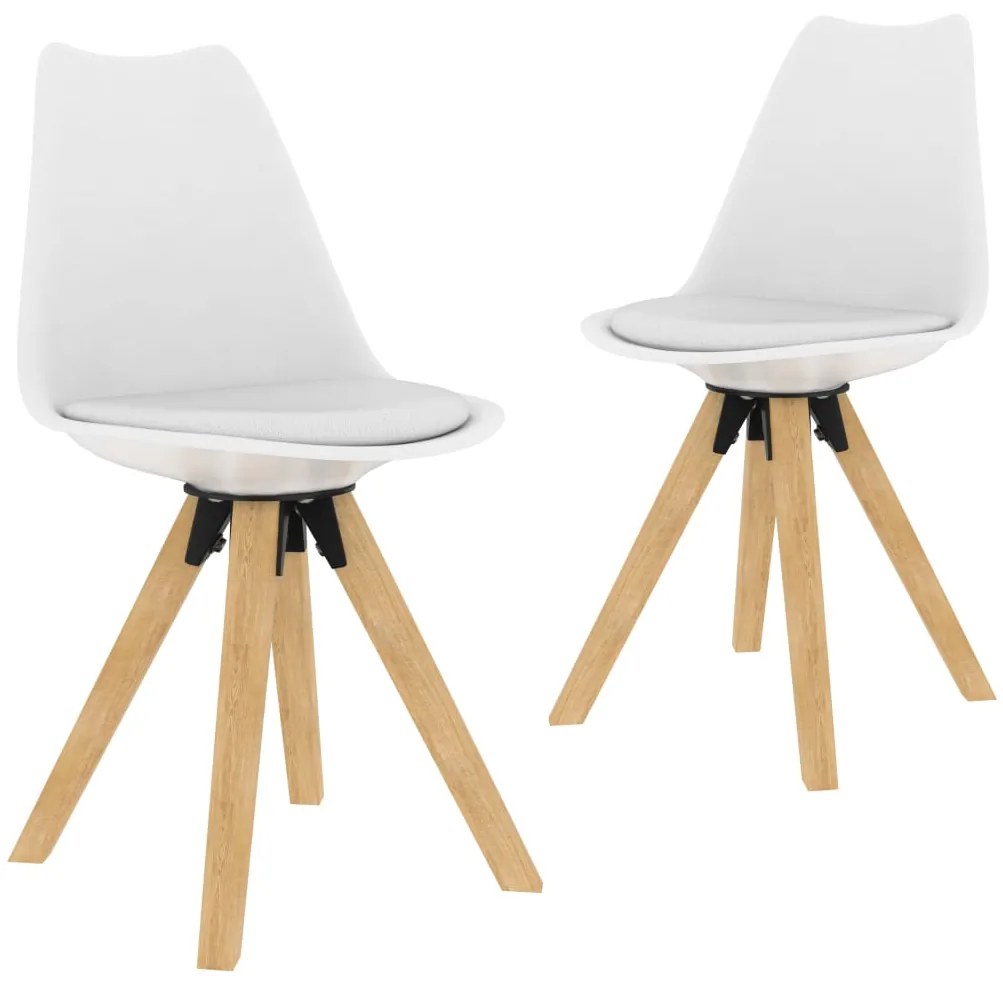 vidaXL Cadeiras de jantar 2 pcs PP e madeira de faia maciça branco