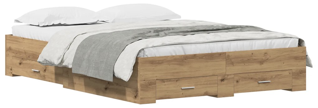 Estrutura de Cama com Gavetas Carvalho Artesanal