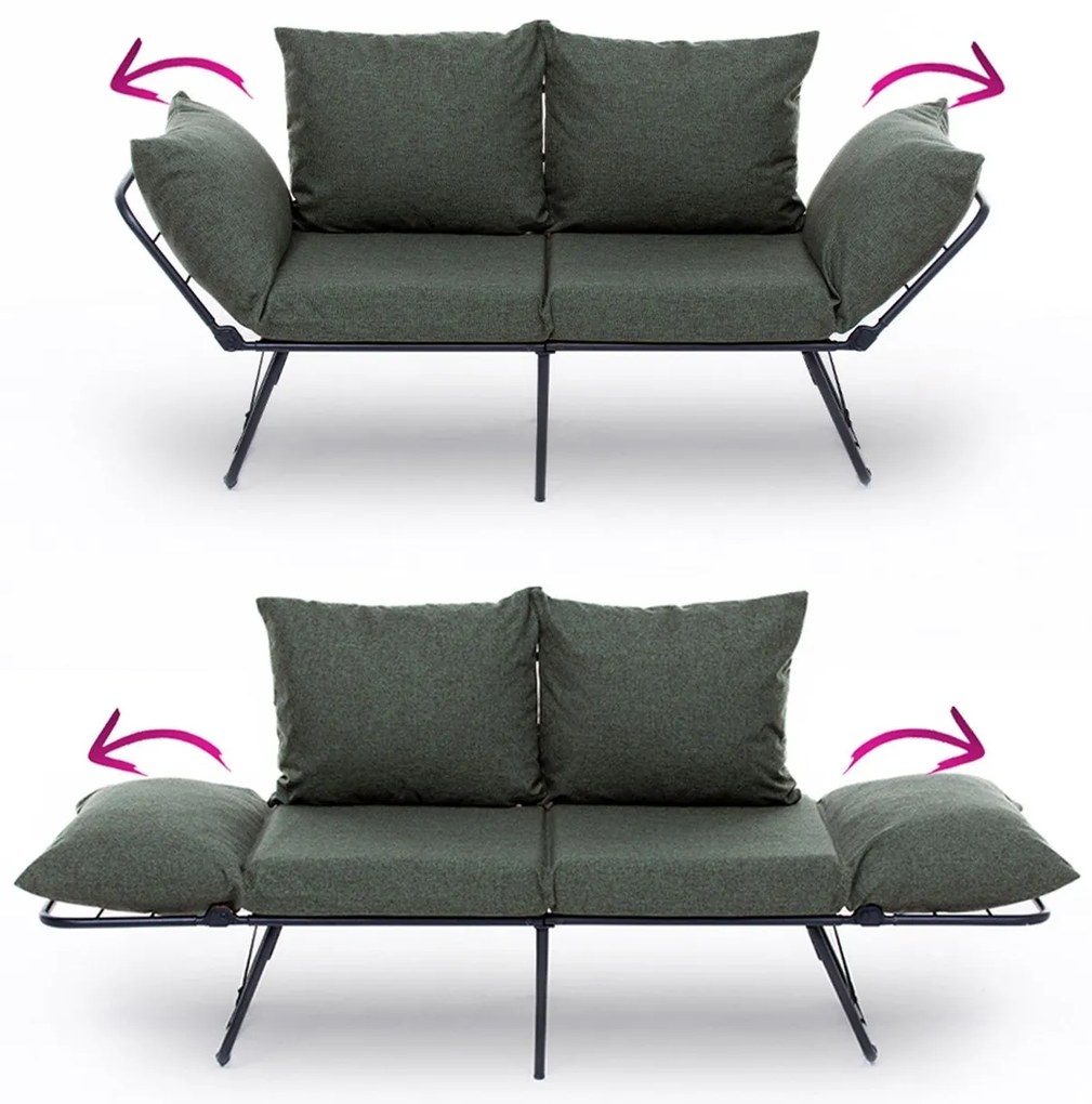 Sofá-Cama de 2 Lugares Viper – Verde – 150 cm x 78 cm x 60 cm