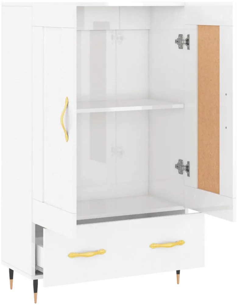Aparador alto 69,5x31x115 cm derivados madeira branco brilhante