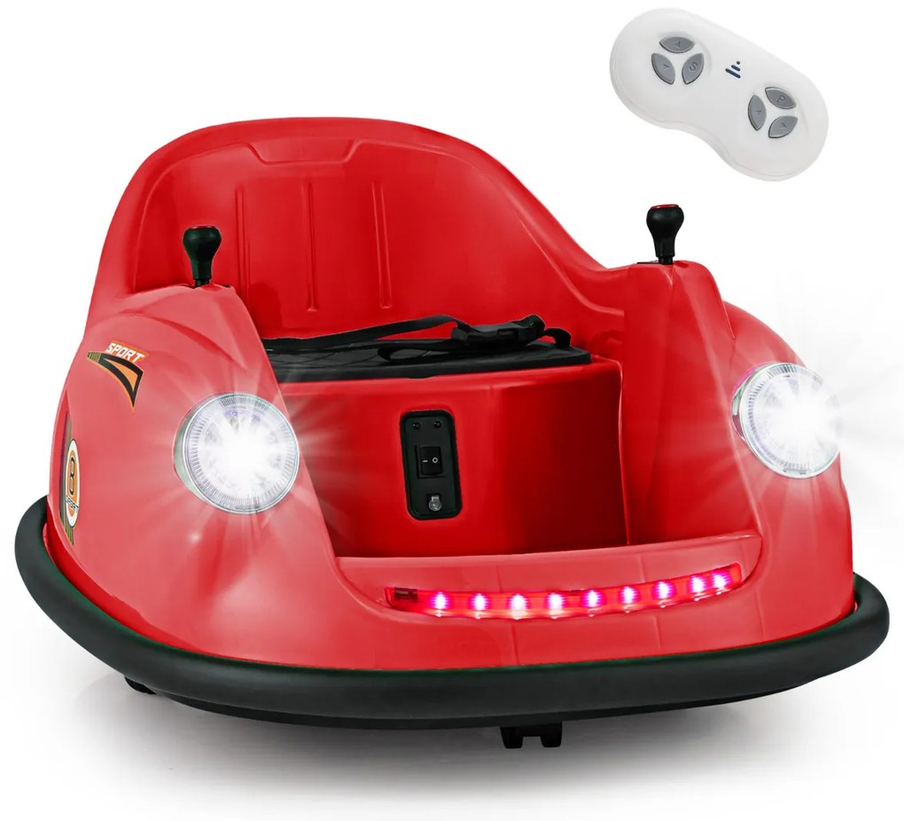 Carrinho de choques Elétrico de 12V para Crianças com Controlo Remoto Luzes LED Música 360° Giro Brinquedo para Bebés para Crianças 2-5 Anos de Idade
