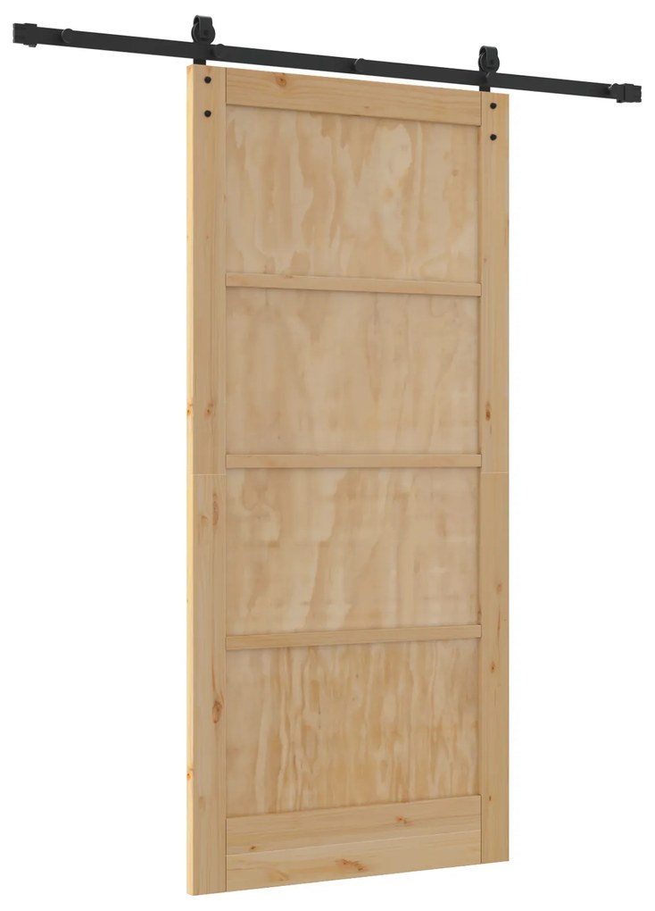 Porta Deslizante vidaXL com Conjunto de Ferragens 93x202 cm Madeira Só