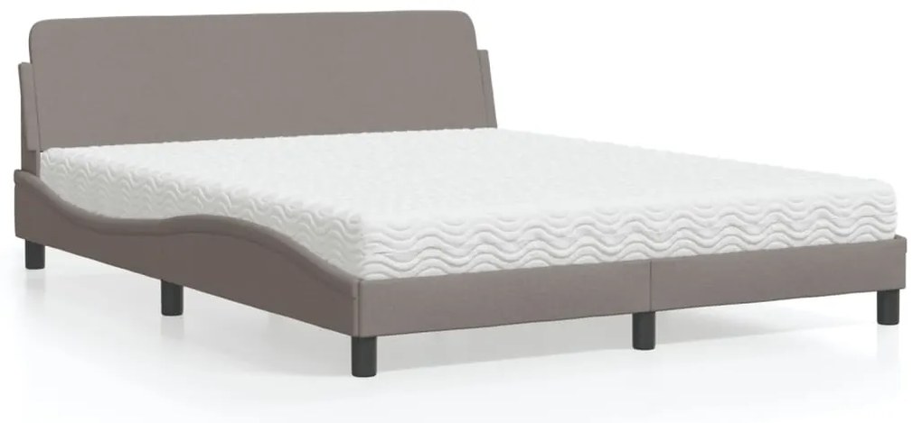 Cama com colchão 160x200 cm tecido castanho-acinzentado