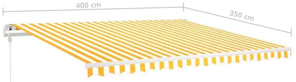 Toldo retrátil manual com luzes LED 4x3,5 m amarelo e branco