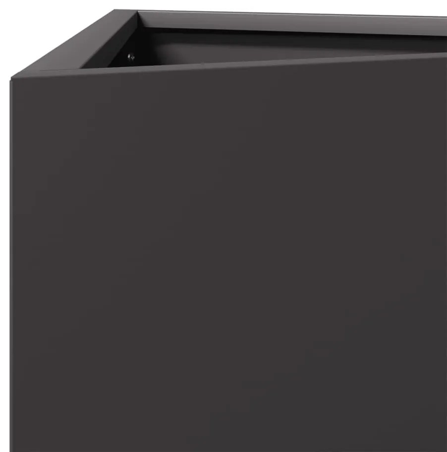 Vaso/floreira de jardim triangular 40x34,5x70 cm aço preto