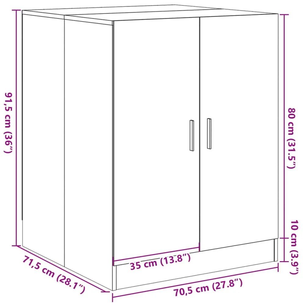 Armário p/ máquina lavar roupa 70,5x71,5x91,5cm carvalho sonoma