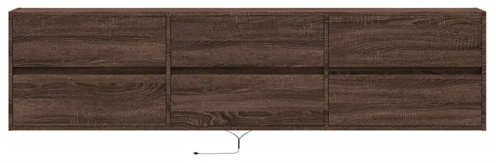 Móvel parede p/ TV c/ luzes LED 180x31x45 cm carvalho castanho