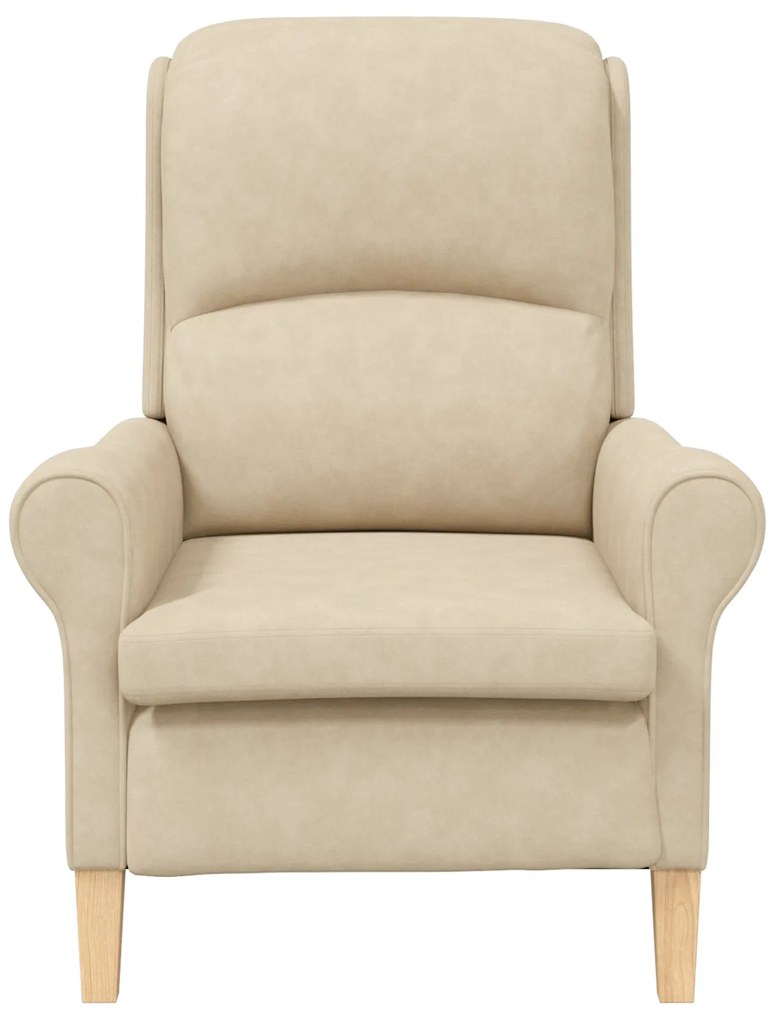 Poltrona Creme Creme Tecido e Madeira Padrão Ergonómica