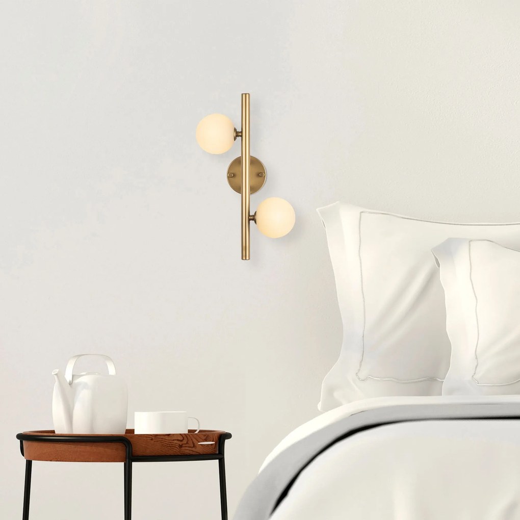 Candeeiro de Parede Domino – Dourado – 40 x 12 x 26 cm