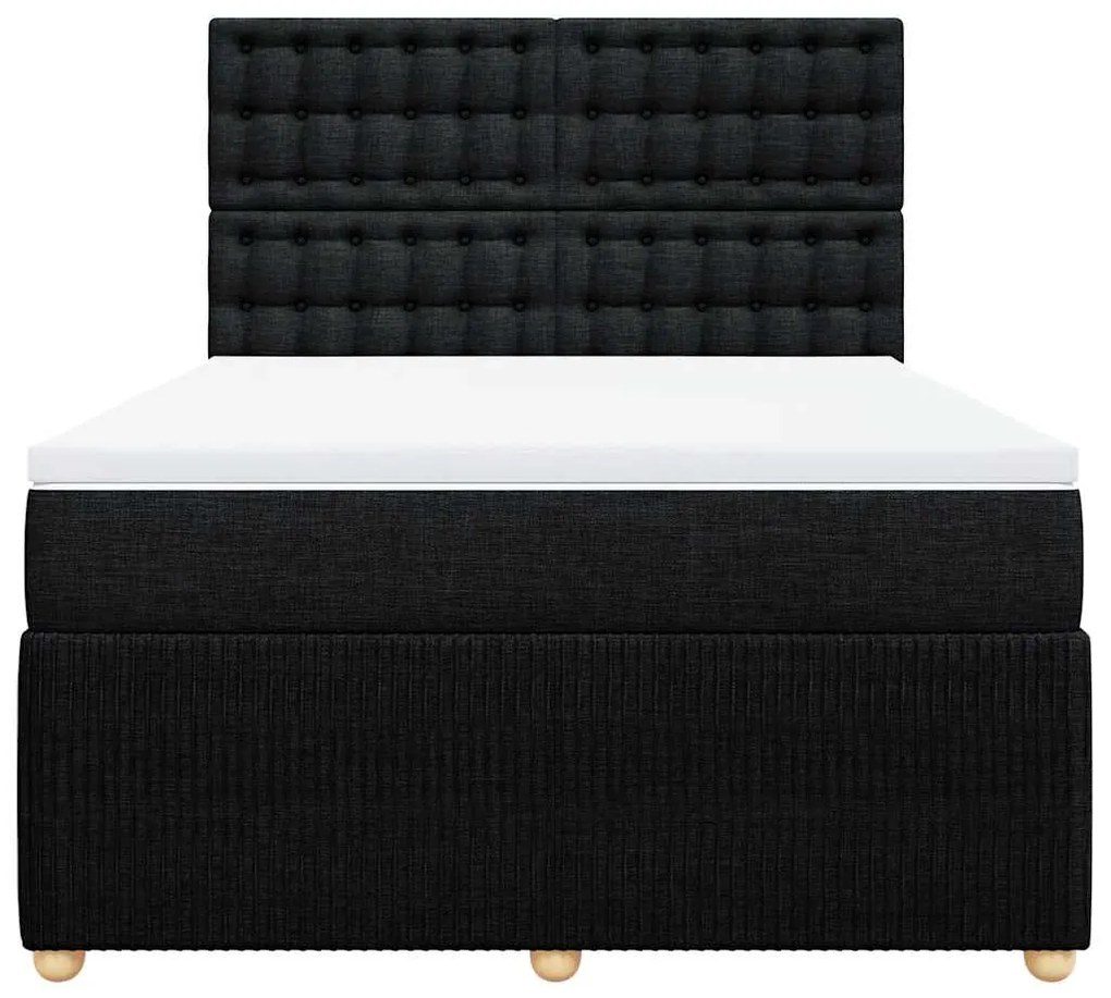 Cama com molas/colchão 140x190 cm tecido preto