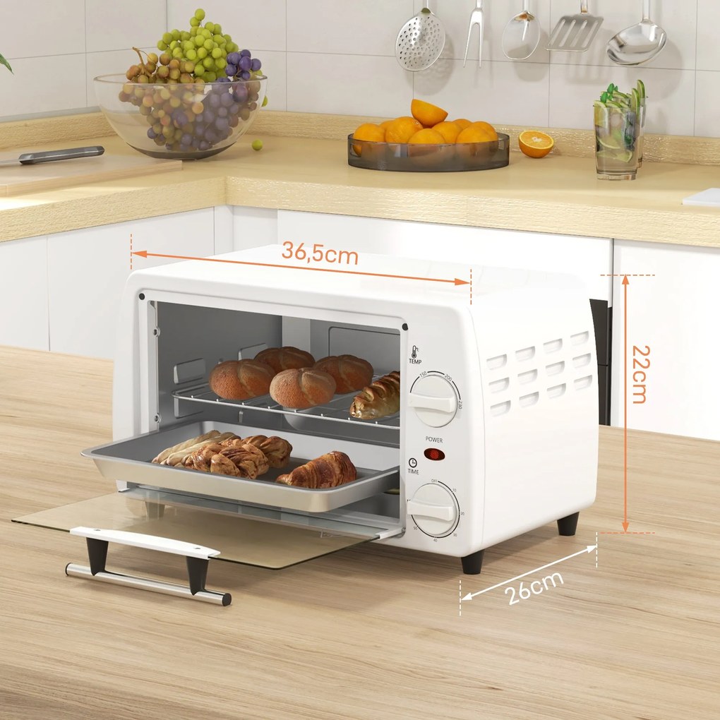 HOMCOM Mini Forno Elétrico 10 Litros 750W com Temperatura até 230 °C T