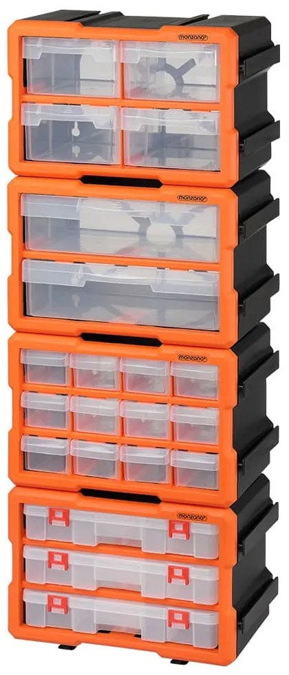 Organizador de ferramentas para casa e garagem 29,5 x 19,5 x 16 cm Laranja + Cinzento