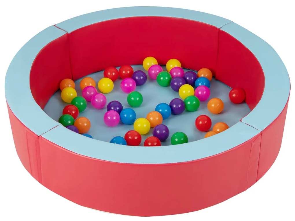 Piscina de bolas de espuma Infantil com 50 bolas coloridas para crianças a partir de 3 anos Fácil de limpar 113 x 26 cm Vermelho