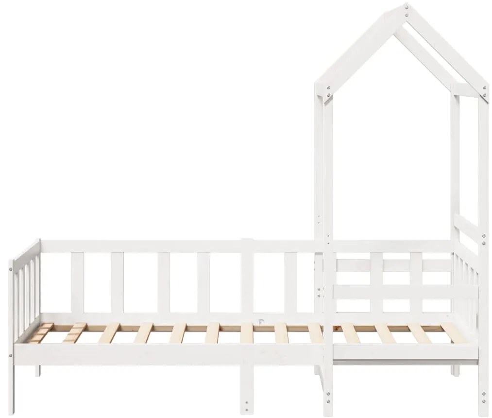 Sofá-cama com telhado 90x200 cm madeira de pinho maciça branco
