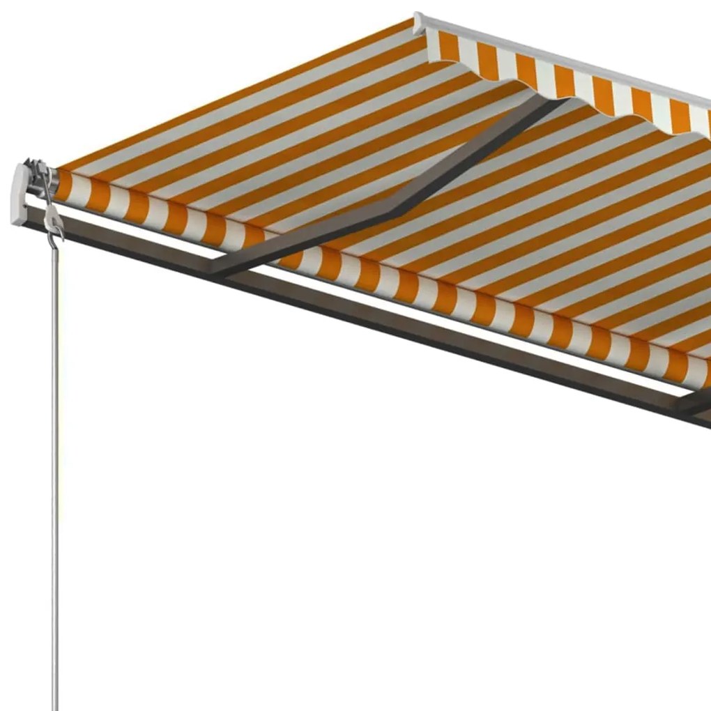 Toldo retrátil automático com postes 3,5x2,5 m amarelo e branco