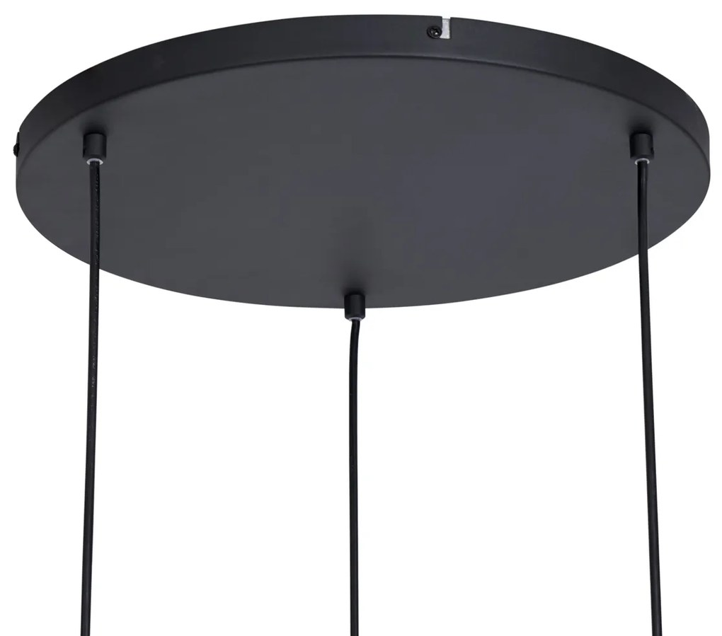 Candeeiro suspenso de design preto redondo 3-Light - Indu