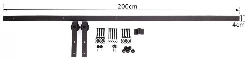 HomCom Kit de Instalação de Calha para Porta de Correr sem Obra - Cor