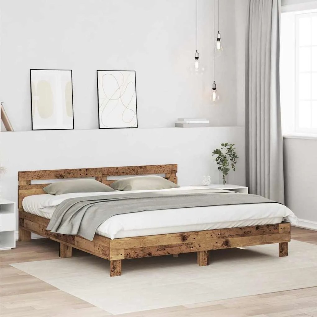 Estrutura da Cama com cabeceira Madeira Antiga 180 x 200 cm