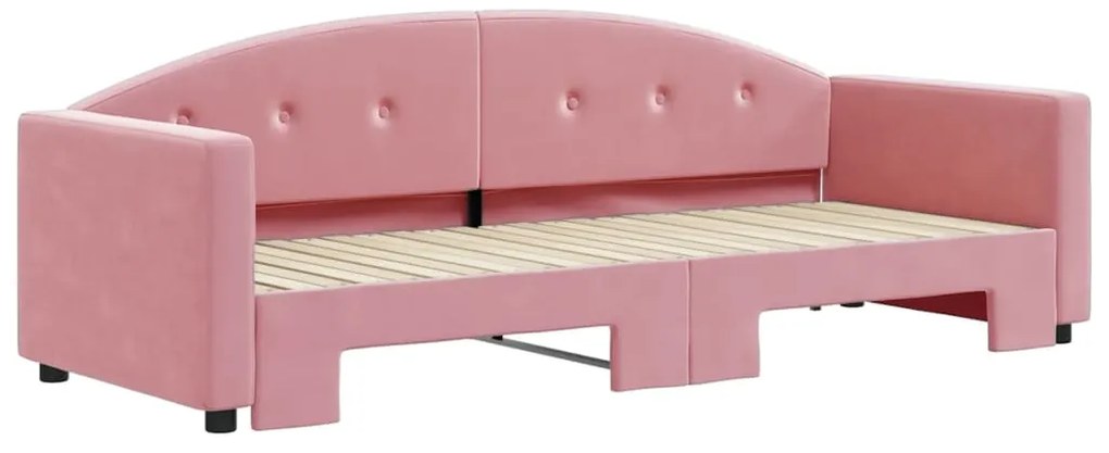 Sofá-cama com gavetão 80x200 cm veludo rosa