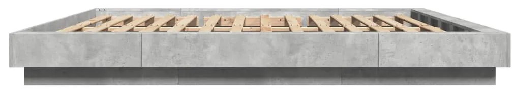 Estrutura cama c/ luzes LED derivados de madeira cinza cimento