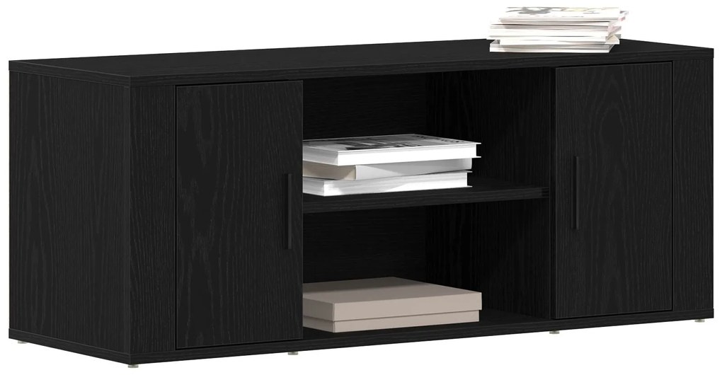 Armário para TV vidaXL Preto Carvalho 100x35x40 cm Madeira de Engenhar